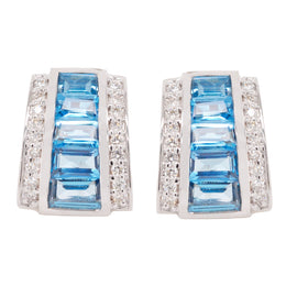 Pyramid Blue Topaz Earrings