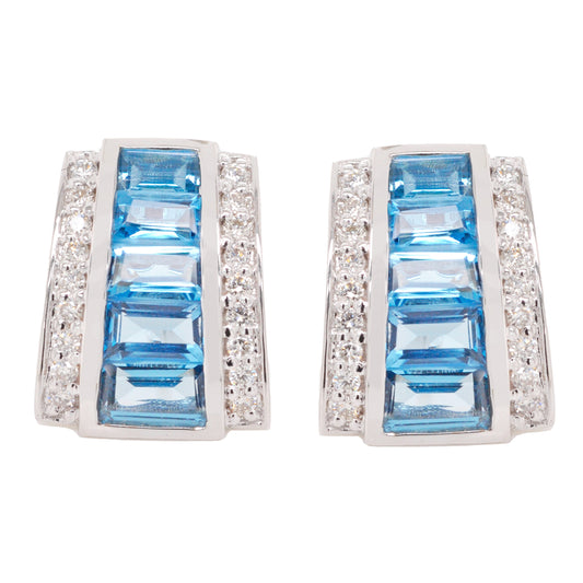 Pyramid Blue Topaz Earrings