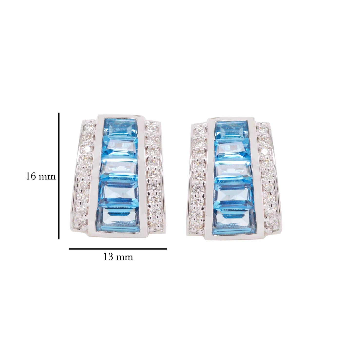 18K White Gold Blue Topaz Pyramid Set - Vaibhav Dhadda Jewelry