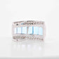 18K White Gold Blue Topaz Pyramid Diamond Pendant Necklace