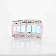 18K White Gold Blue Topaz Pyramid Set - Vaibhav Dhadda Jewelry