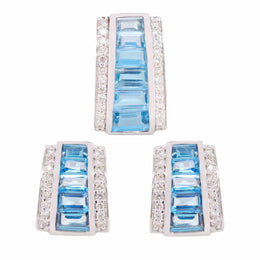 18K White Gold Blue Topaz Pyramid Set - Vaibhav Dhadda Jewelry