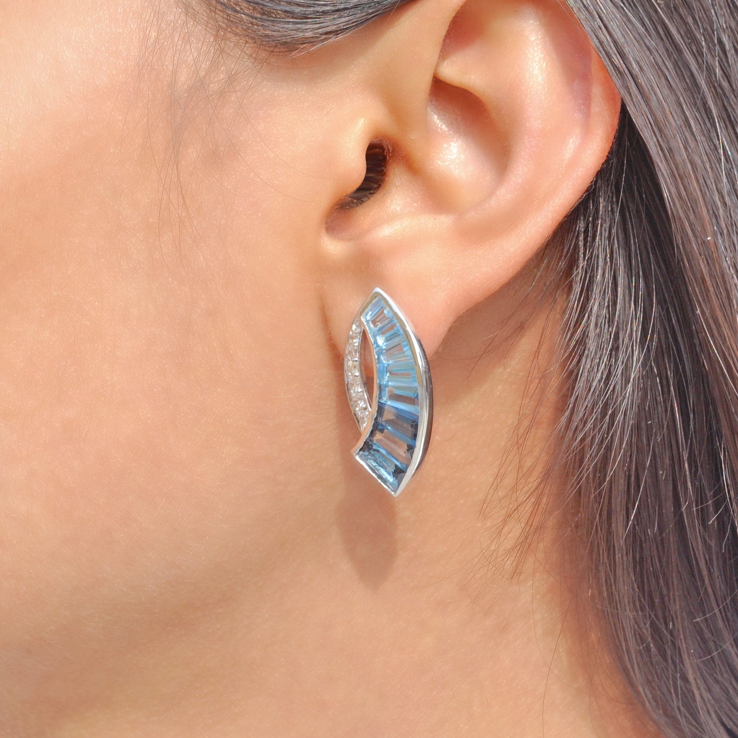 Sickle Blue Topaz Earrings