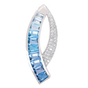 Sickle Blue Topaz Pendant Brooch