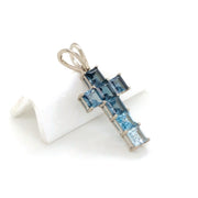 Linear Blue Topaz Cross Pendant
