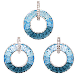 Circle Blue Topaz Diamond Set