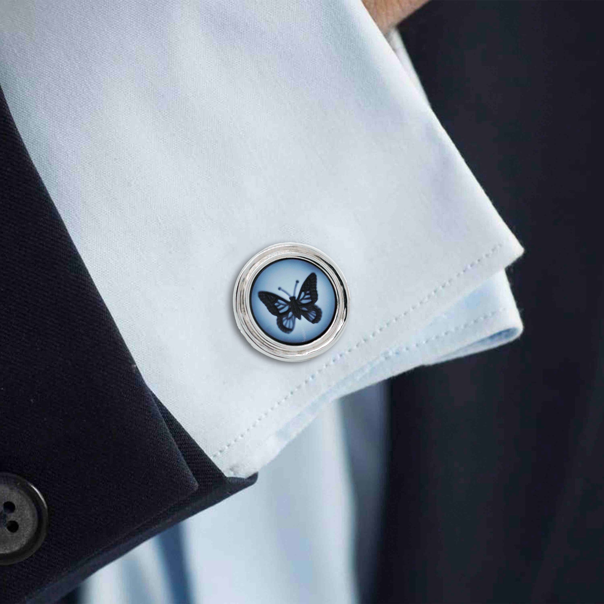 blue butterfly cufflinks