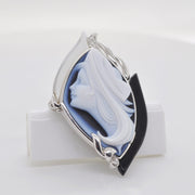 Hand-Carved Agate Lady Pendant Brooch