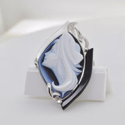 Hand-Carved Agate Lady Pendant Brooch