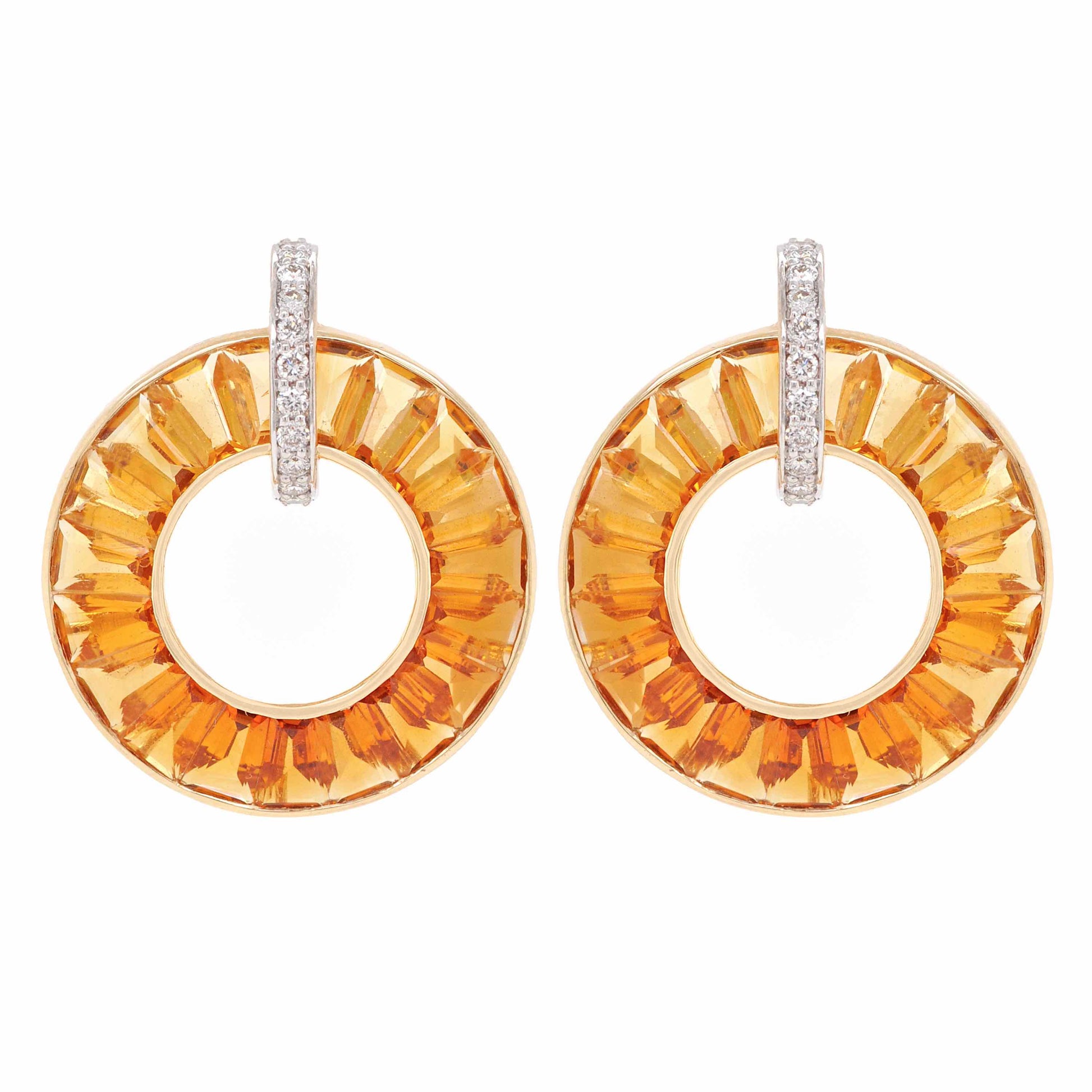 18K Gold Ctrine Diamond Circle Earrings