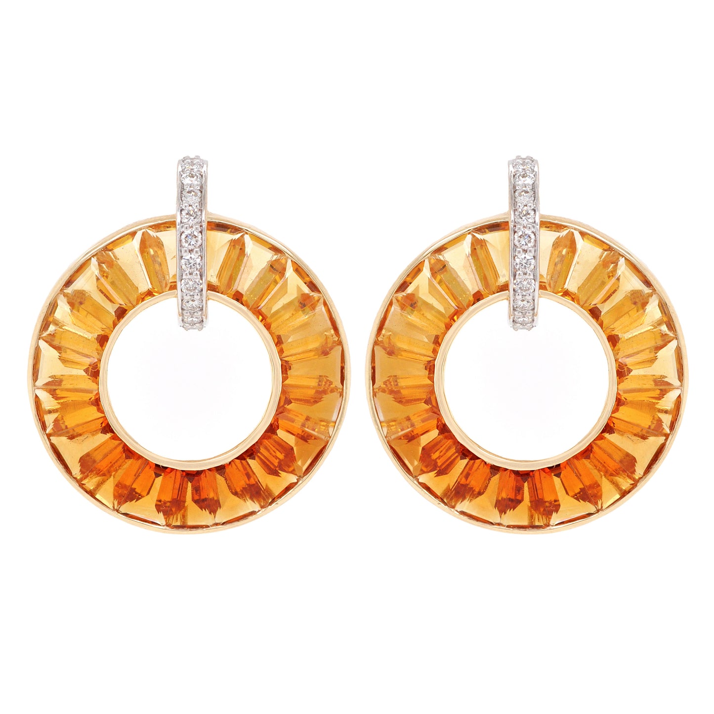 18K Gold Ctrine Diamond Circle Earrings