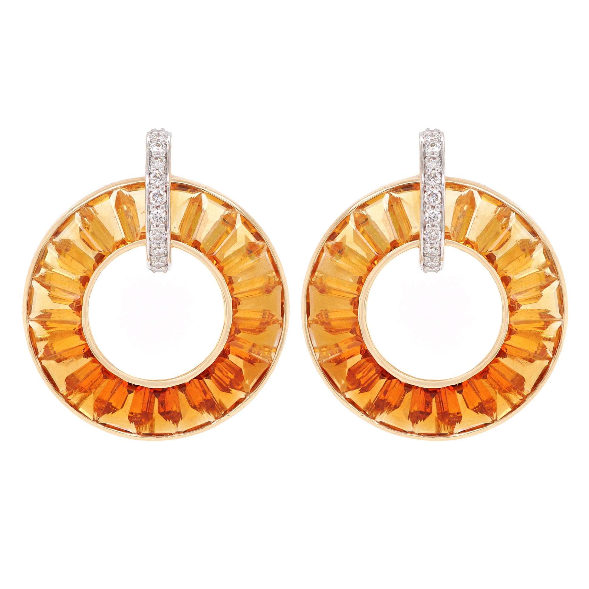 18K Gold Ctrine Diamond Circle Earrings