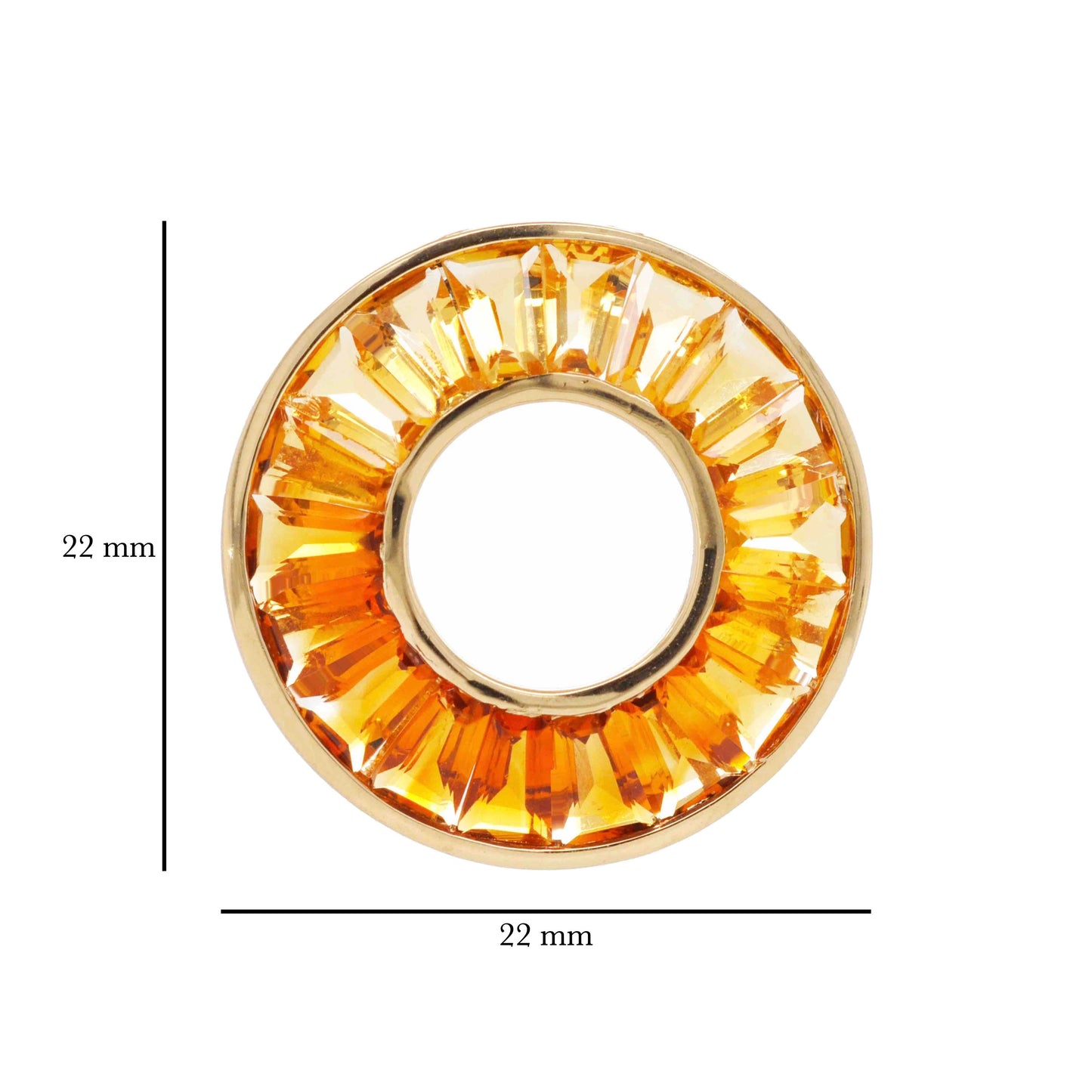 18K Gold Gradient Citrine Circle Pendant Necklace