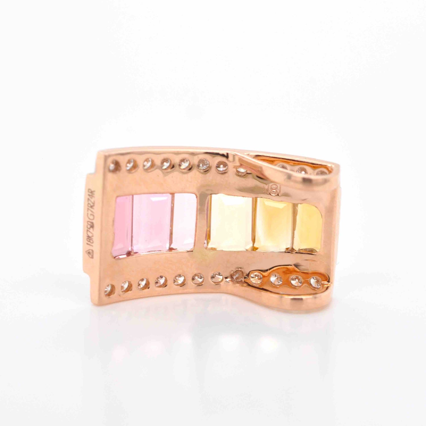 18K Gold Citrine Pink Tourmaline Pyramid Diamond Pendant Necklace - Vaibhav Dhadda Jewelry