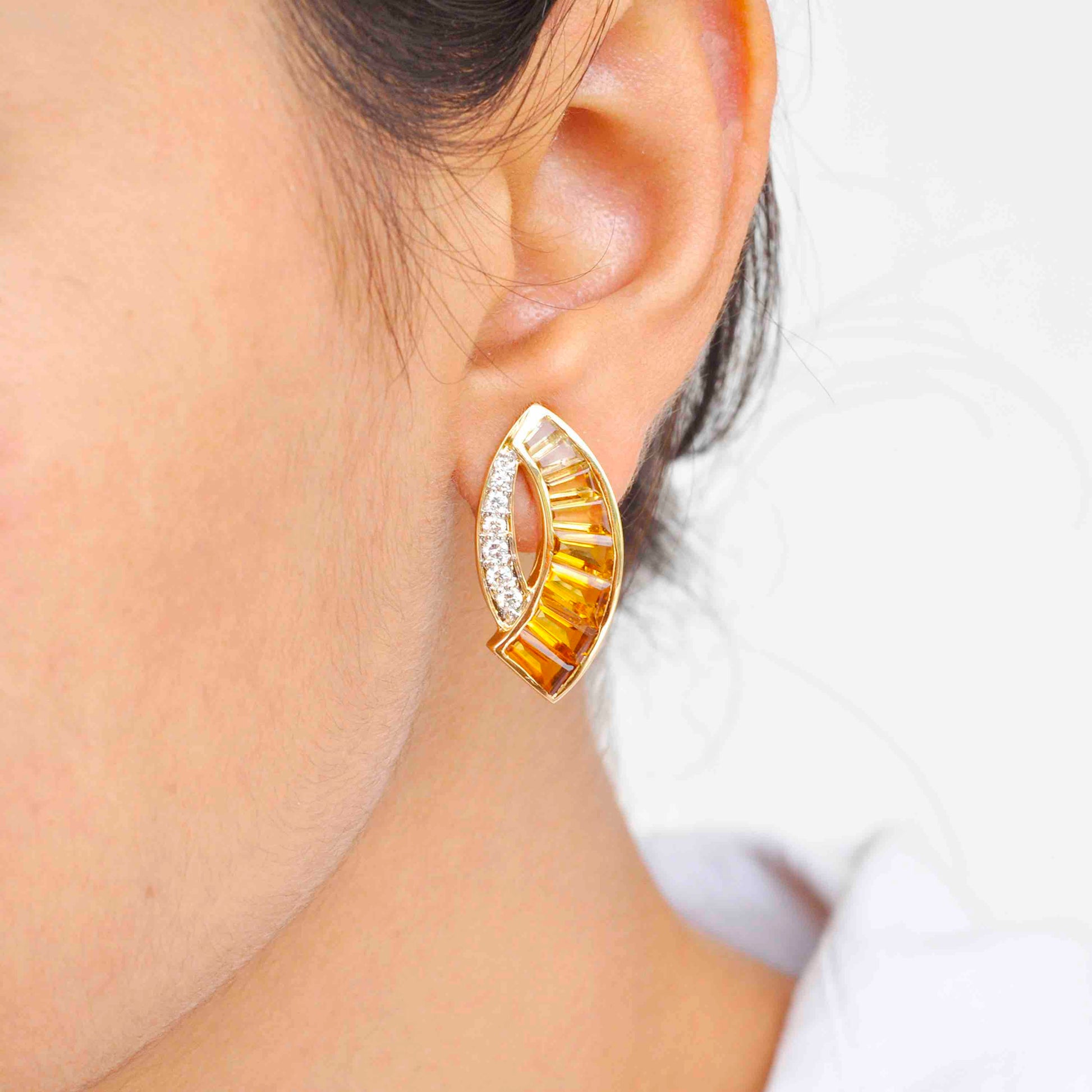 Unique Citrine Sickle Earrings for Women