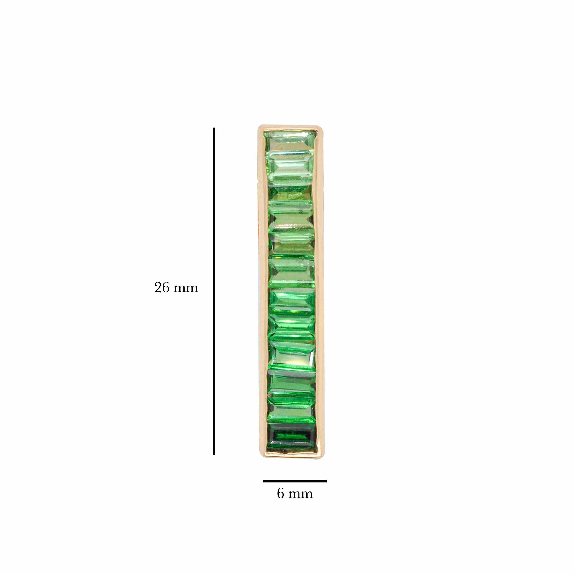 18K Gold Tsavorite Baguette Bar Pendant - Vaibhav Dhadda Jewelry