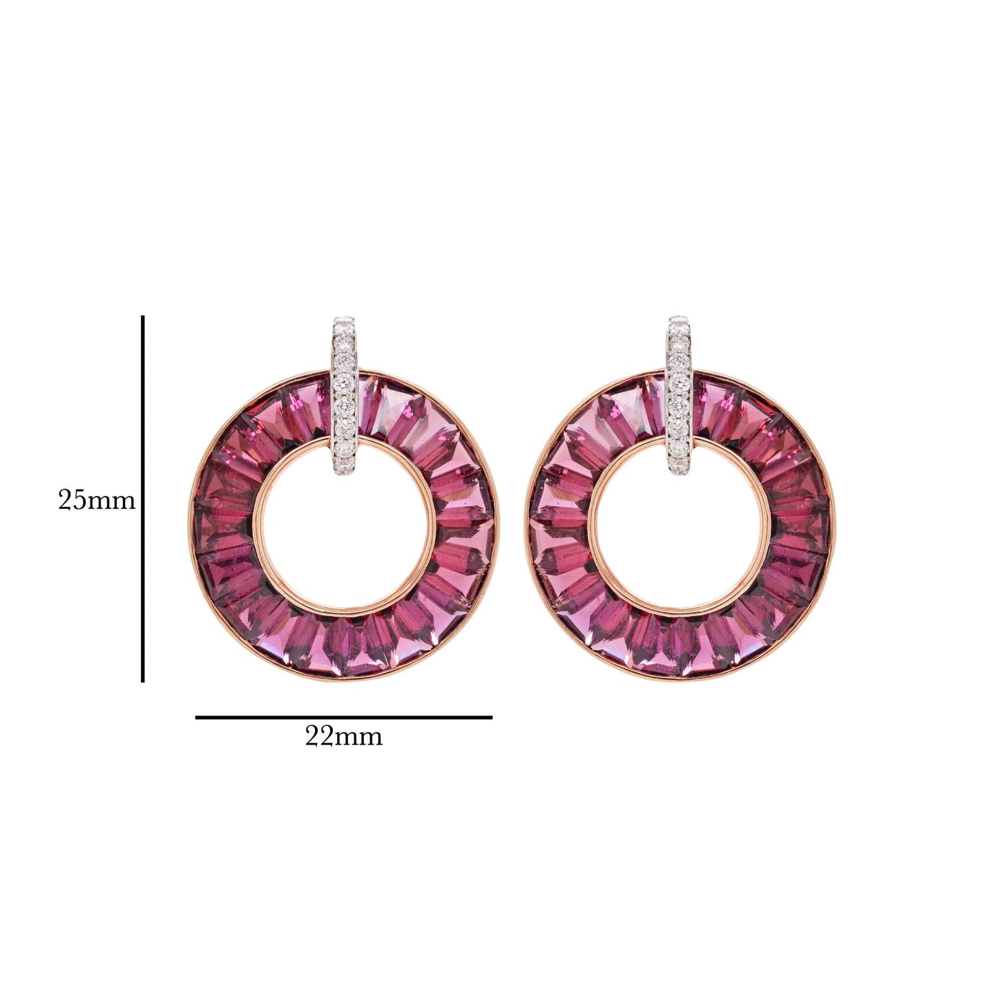 Circle Rhodolite Diamond Earrings