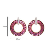 Circle Rhodolite Diamond Earrings