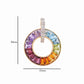 18K Gold Rainbow Gemstones Diamond Circle Pendant Necklace