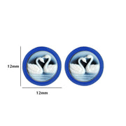 Cameo Swan Blue Enamel Earrings
