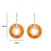 Circle Citrine Dangle Earrings