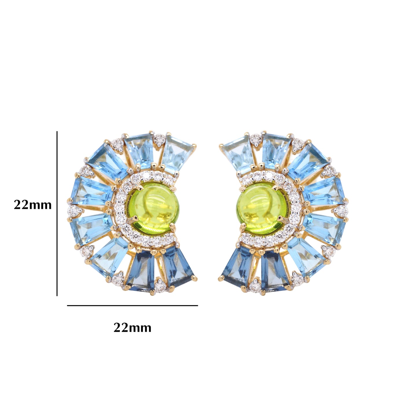 Circle Peridot & Blue Topaz Ferris Wheel Earrings