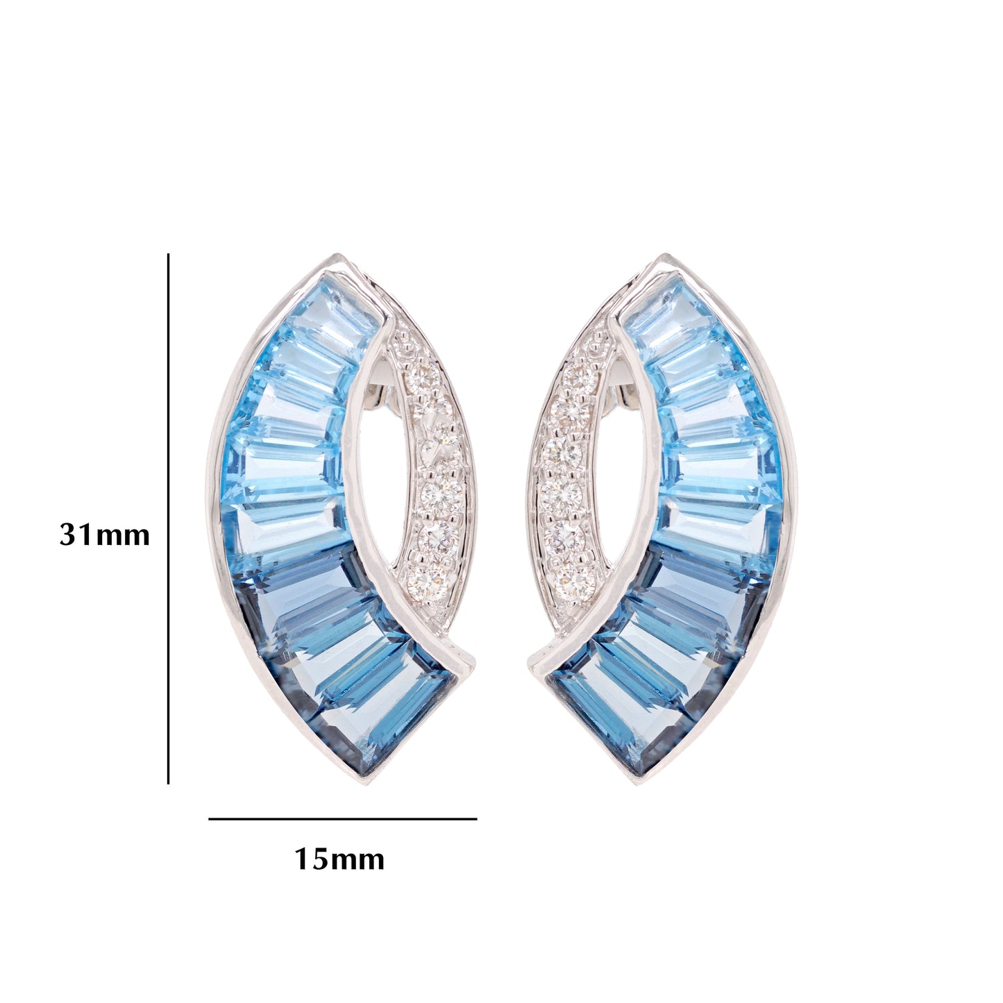Sickle Blue Topaz Earrings