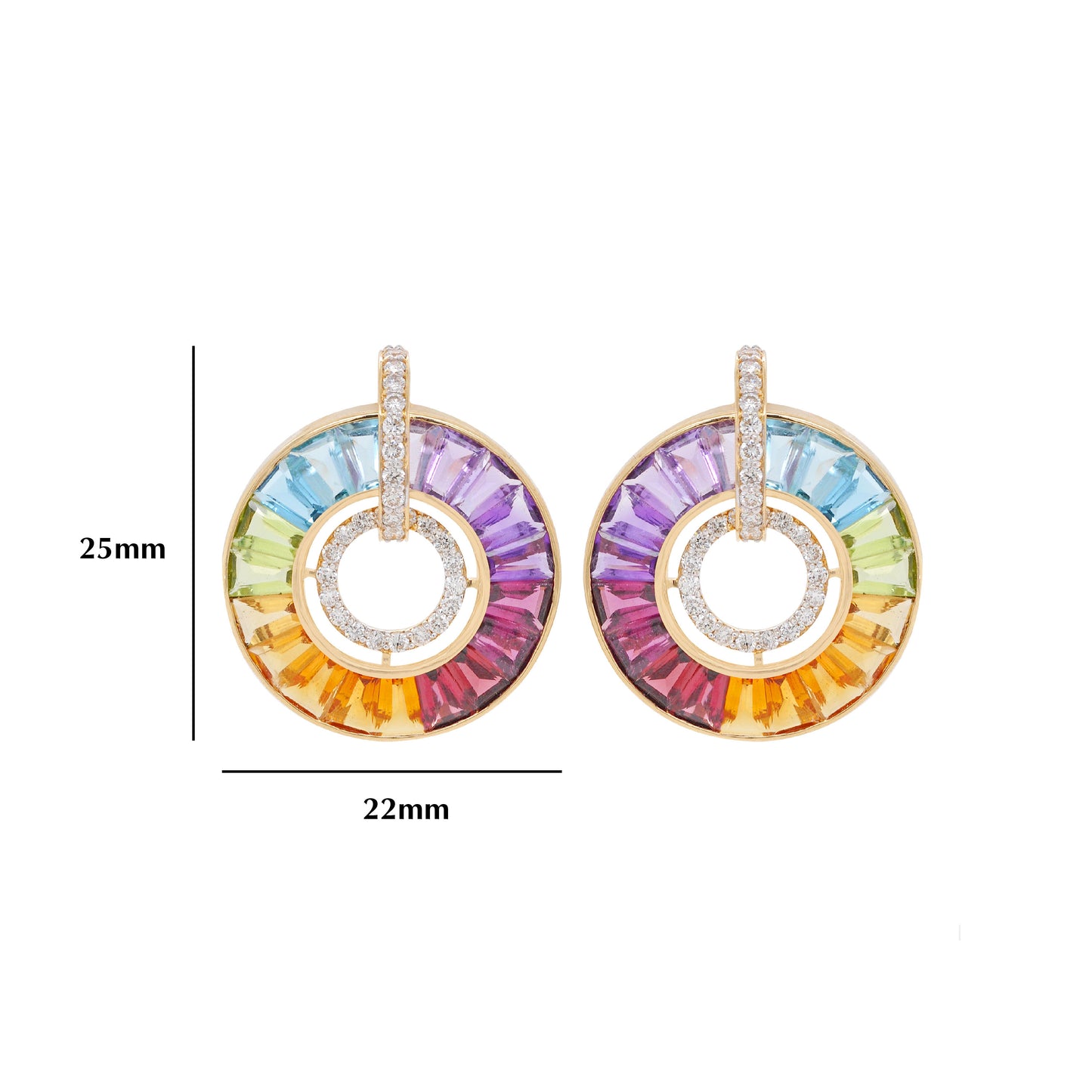 Circle Rainbow Diamond Earrings