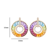 Circle Rainbow Diamond Earrings