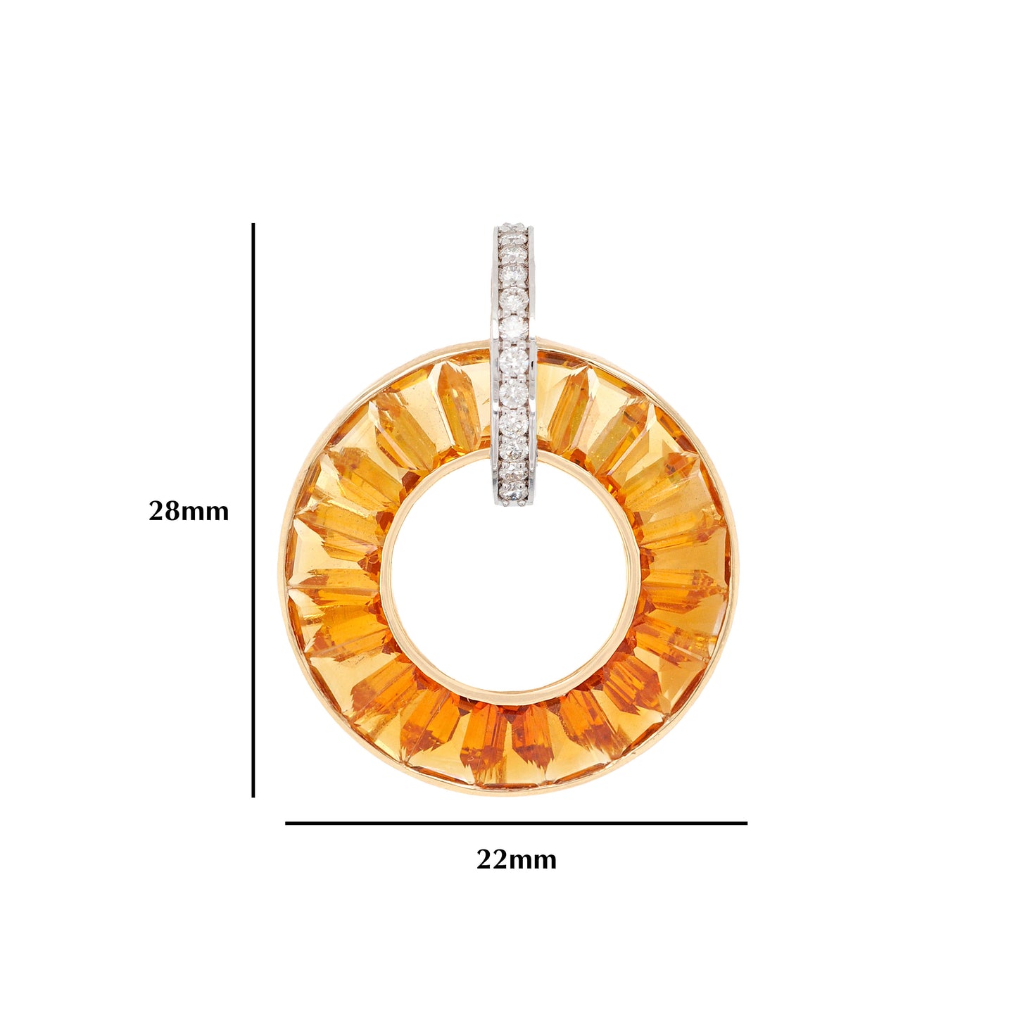 Circle Citrine Diamond Pendant