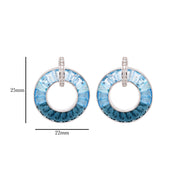 Circle Blue Topaz Diamond Earrings