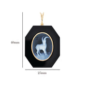 14K Capricorn Birthstone Pendant with Black Onyx. 