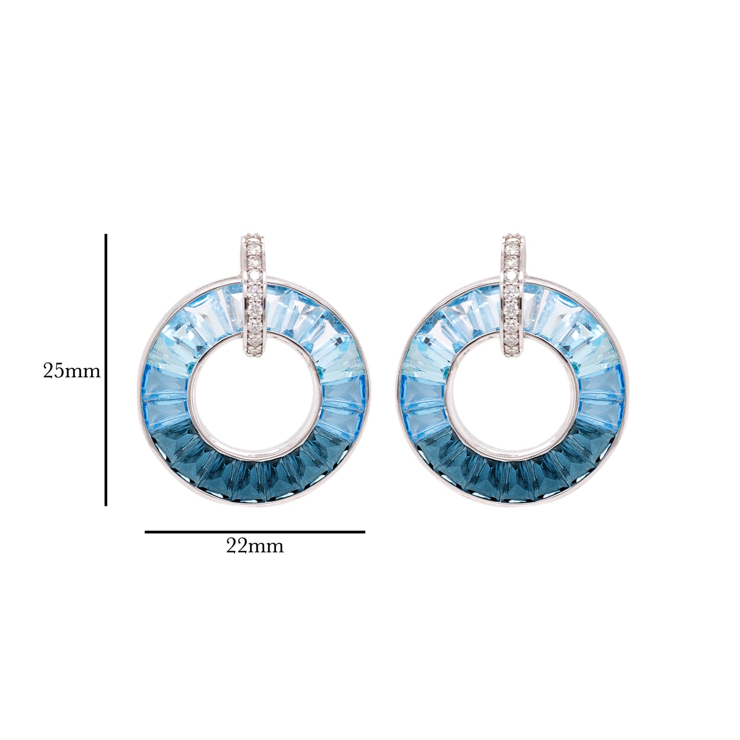 Circle Blue Topaz Diamond Earrings