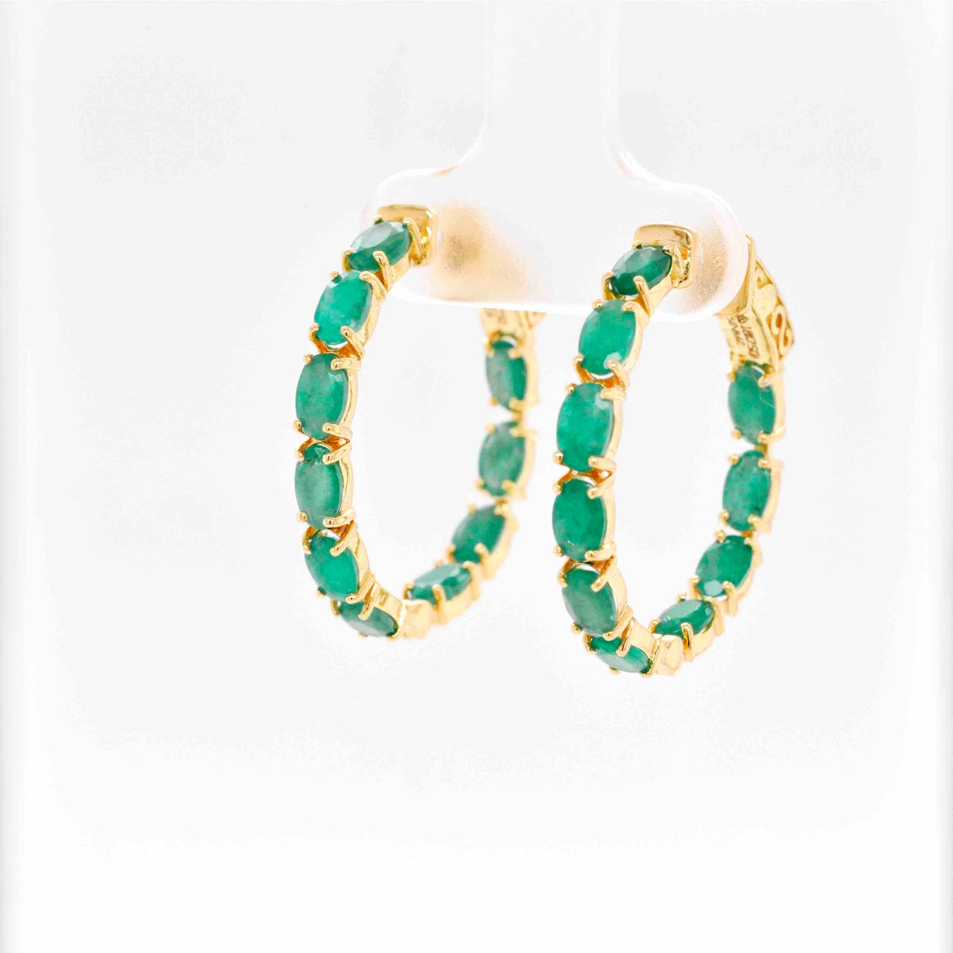 Small hoop earrings emerald