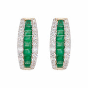 emerald and diamond huggie earrings