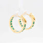 18k Gold Classic Square-Cut Emerald Hoop Earrings