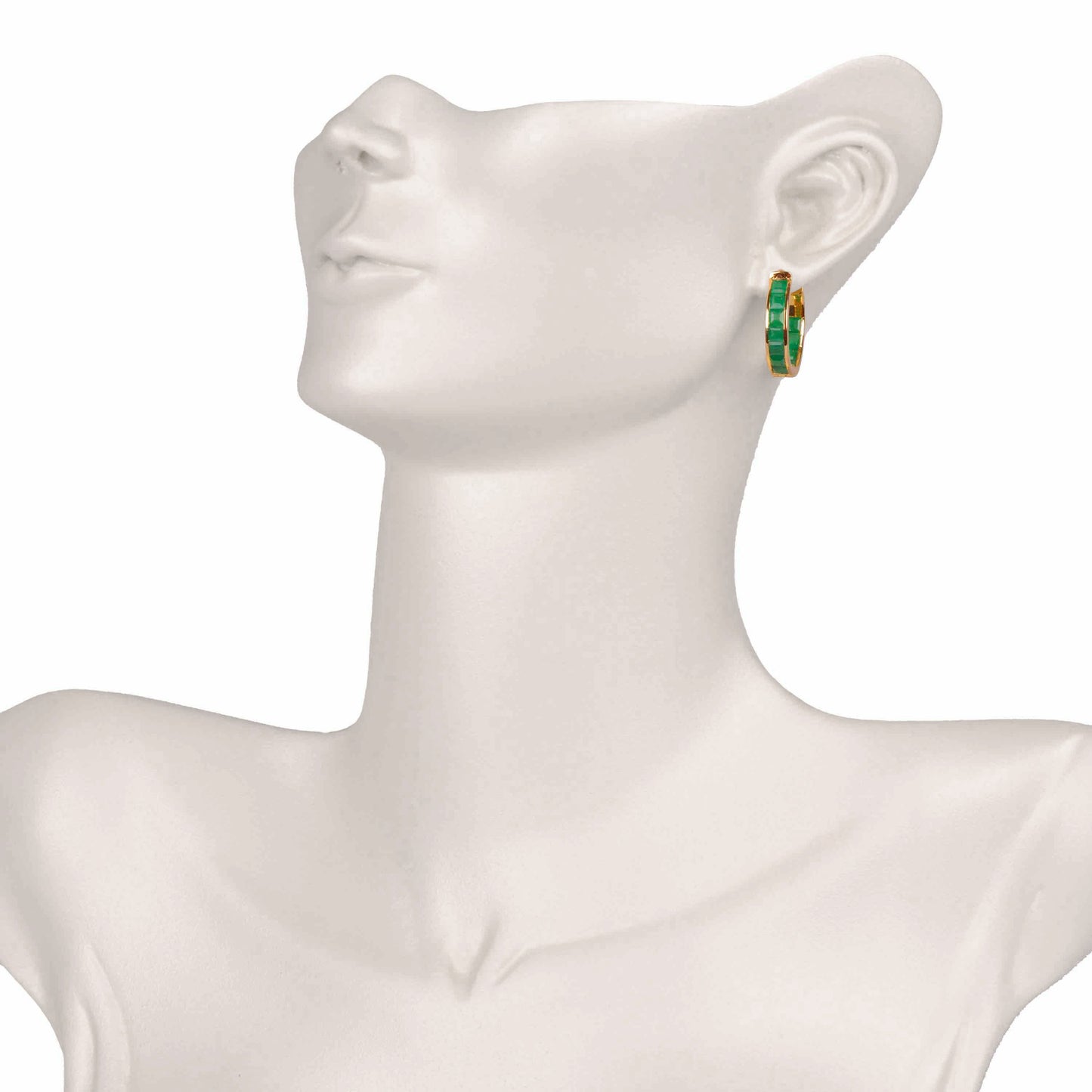 18k Gold Classic Square-Cut Emerald Hoop Earrings - Vaibhav Dhadda Jewelry