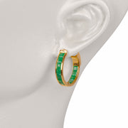 18k Gold Classic Square-Cut Emerald Hoop Earrings - Vaibhav Dhadda Jewelry