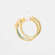 18k Gold Classic Square-Cut Emerald Hoop Earrings - Vaibhav Dhadda Jewelry
