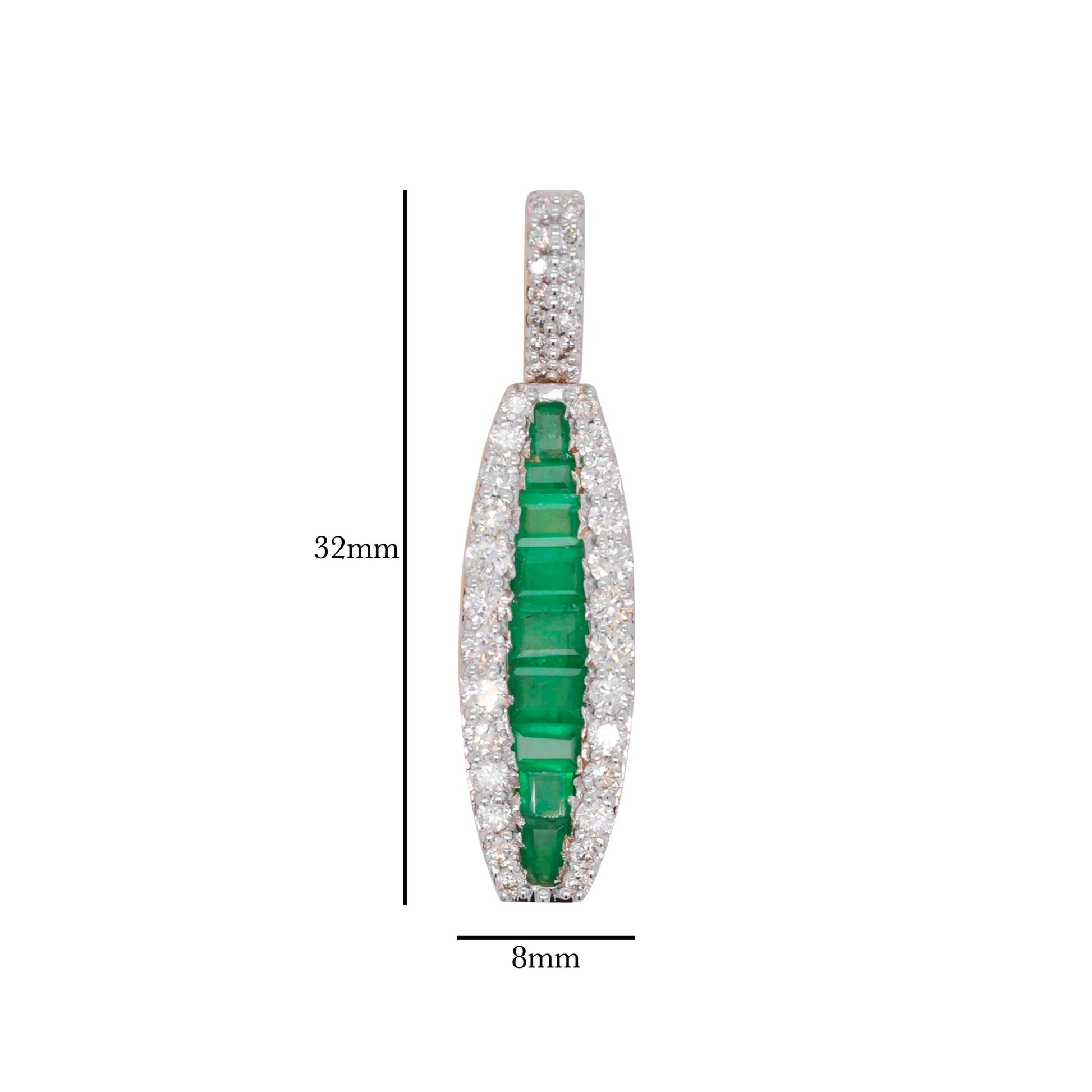 18K Gold Emerald Baguette Art Deco Diamond Pendant Necklace - Vaibhav Dhadda Jewelry