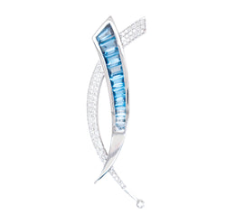 Sword Blue Topaz Pendant Brooch