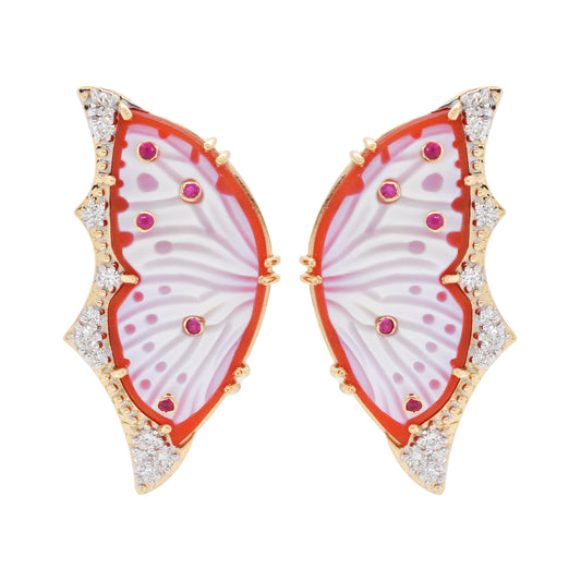 red butterfly agate studs 