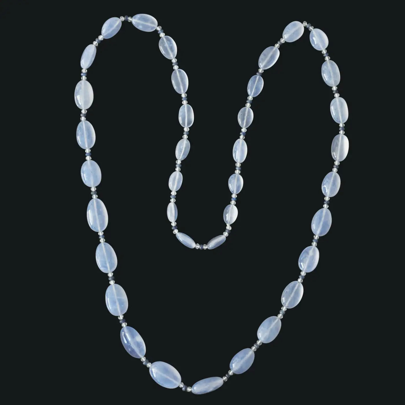 Blue Chalcedony Sapphire Crystal Necklace