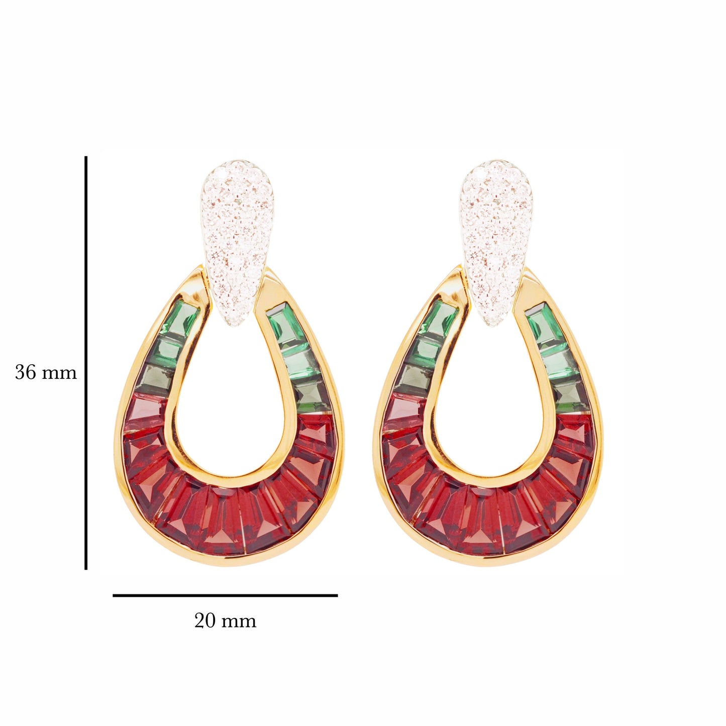 18K Gold Garnet Green Tourmaline Diamond Raindrop Set - Vaibhav Dhadda Jewelry