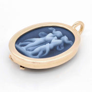 14K Gemini Cameo Carving Zodiac Reversible Pendant