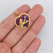 Reversible Ruby Heart Bird Pendant