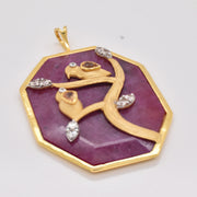 Reversible Ruby Octagon Bird Pendant