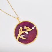 Reversible Ruby Round Bird Pendant