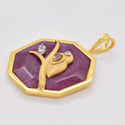 Reversible Ruby Octagon Single Bird Pendant