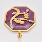 Reversible Ruby Octagon Bird Pendant